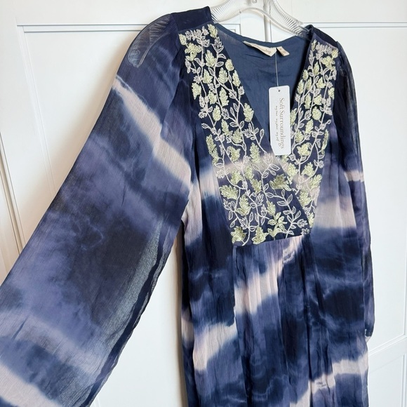 New SOFT SURROUNDINGS Blue Himalaya Dress Indigo Tie Dye #2EJ67 Sz Medium - Picture 7 of 12